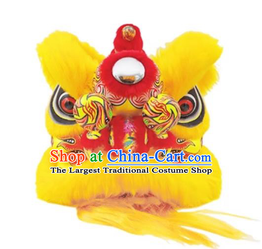 Children Double Lion Dance Costumes 12 Inch Foam Lion Head Eye Chinese Yellow Fur Awakening Lion Set