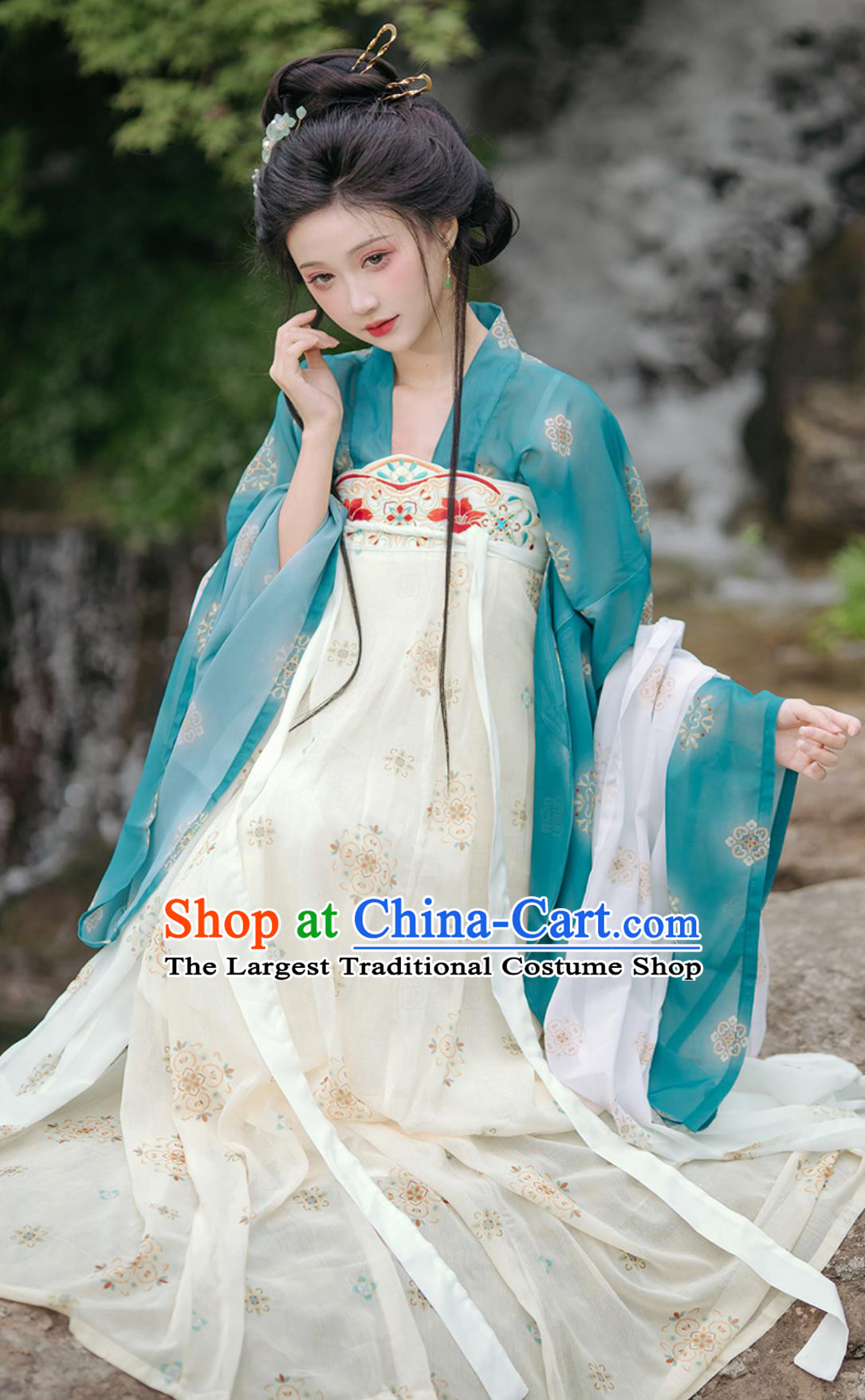 Chinese Replica Traditional Attire Tang Dynasty Hanfu Dress Women High Waist Ruqun