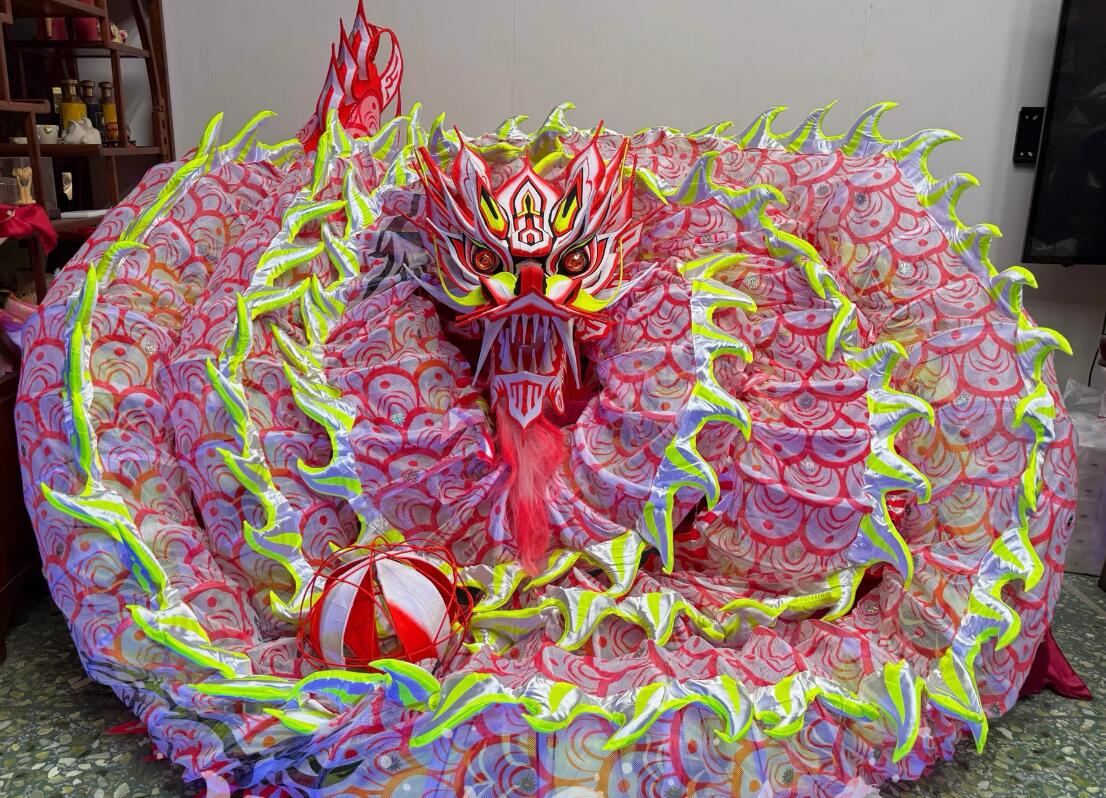 Professional Competition Dragon Dancing Equipment Chinese Parade Dragon Dance Costume Handmade Celebration Pink Fluorescent Dragon