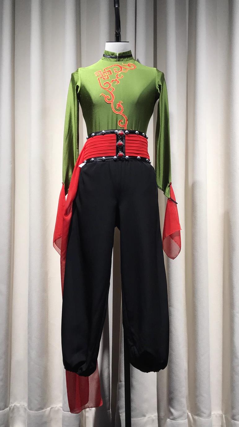Horse Dance Green Performance Attire Mongolian Group Dance Performance Costume Mongolian Cavalry Ethnic Stage Outfit
