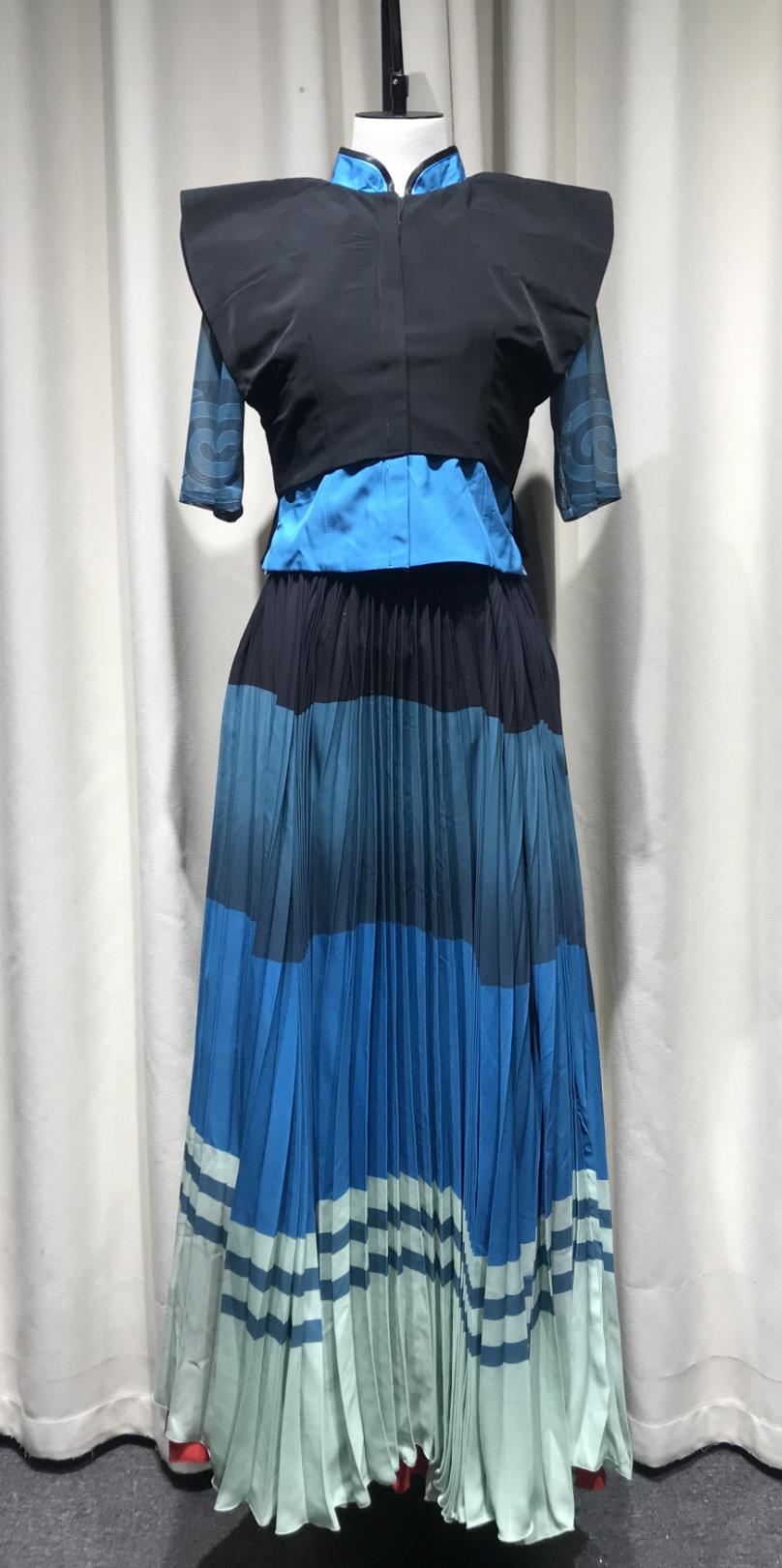 Chinese Yi Performance Outfit Lotus Award Ceremonial Praise Dance Costume Ethnic Minority Women Group Dance Dress