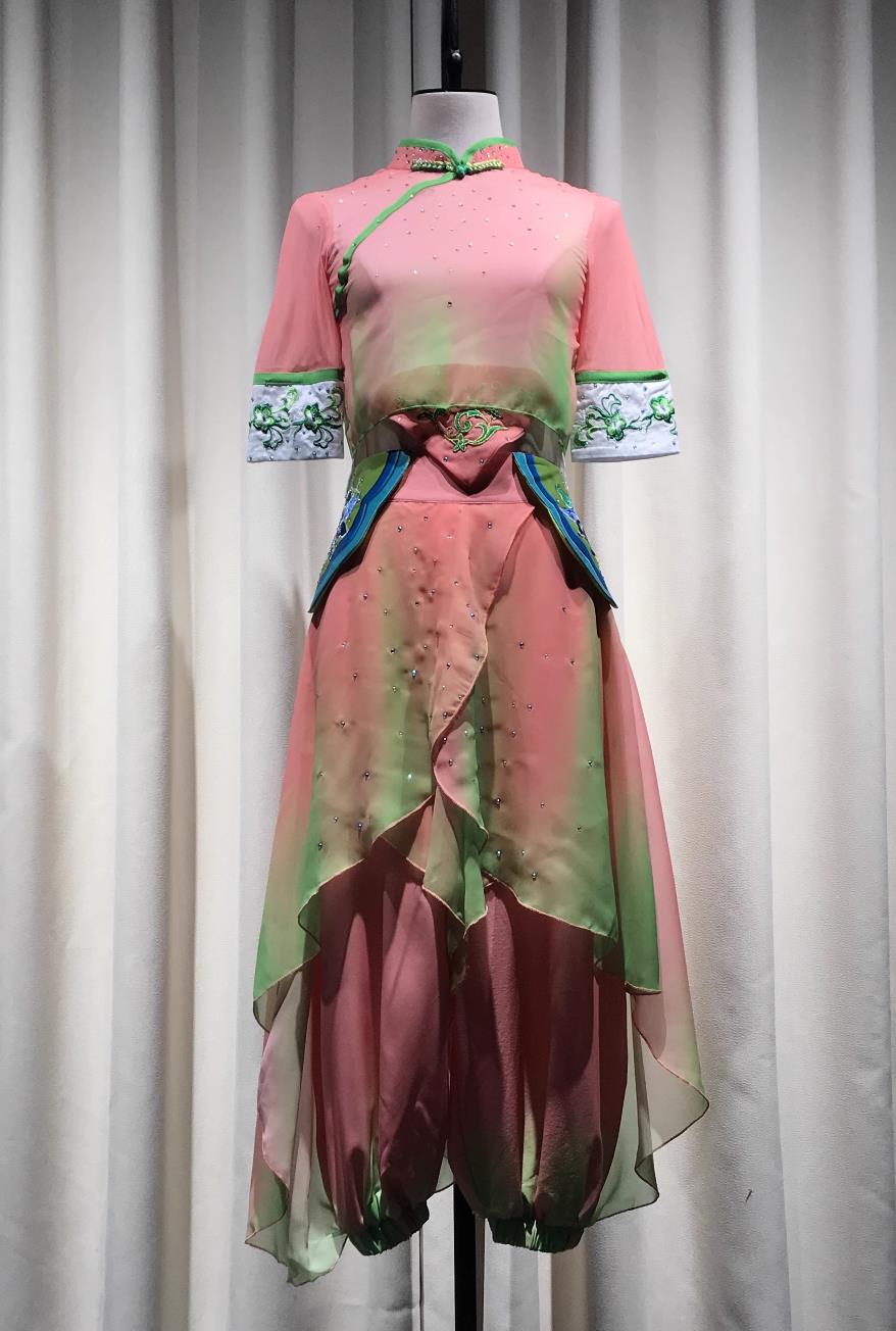 Chinese Tea Picking Dance Costume Jiaozhou Yangko Performance Outfit for Women