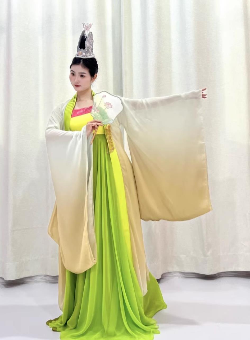 Chinese Female Classical Dance Costume For Moth Ornament And Snowy Willow Repertoire Group Dance Performance Attire Han Tang Dance Dress