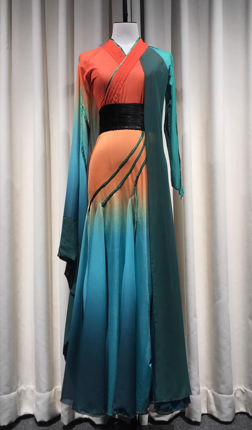 Qu Yuan Ode To The Tangerine Chinese Classical Dance Performance Costume For Women Art Exam Dance Attire Han Tang Group Dance Clothing