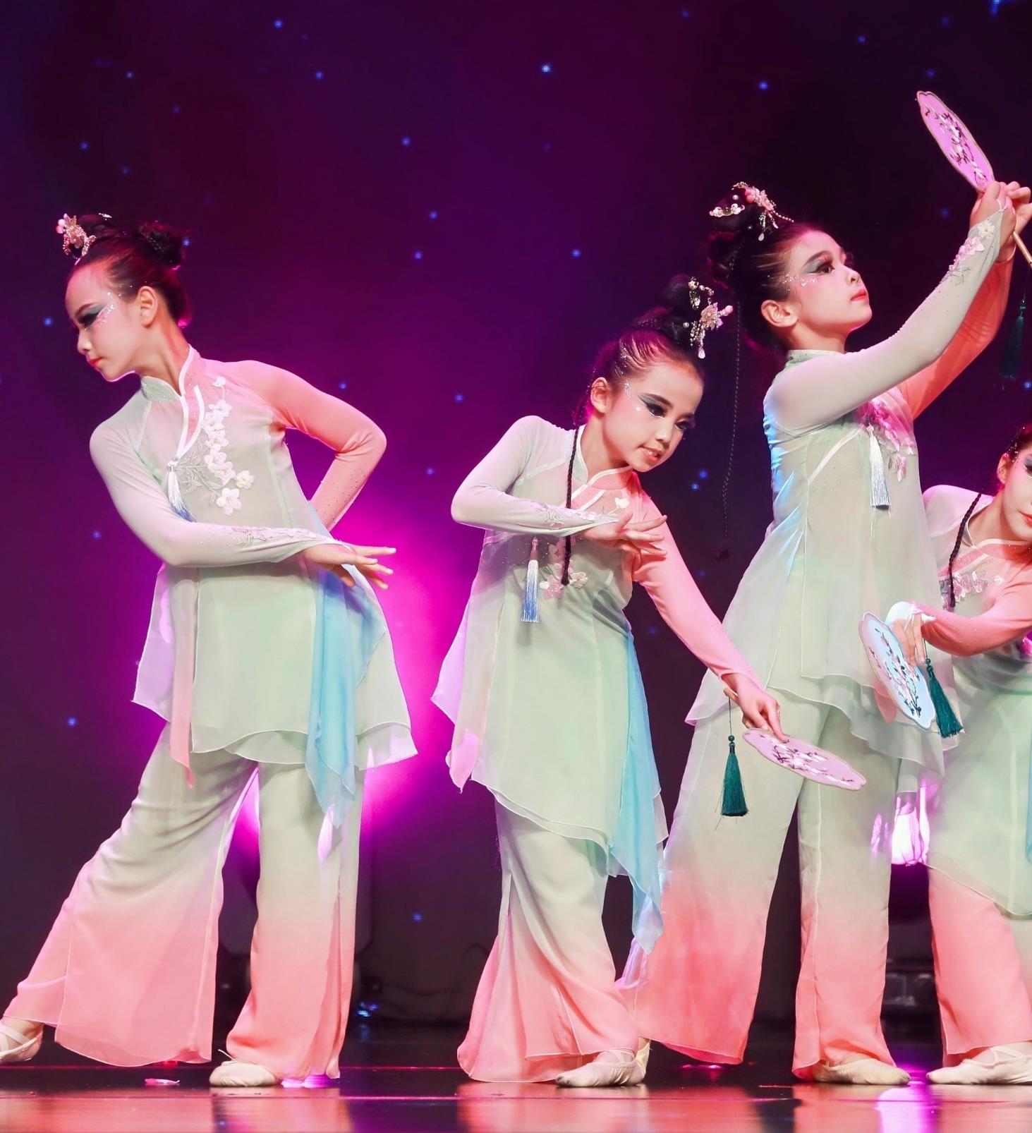 Female Classical Dance Attire Elegant Beauty In Both Light And Bold Makeup Repertoire Jiaozhou Yangko Fan Dance Outfit Group Performance Costume