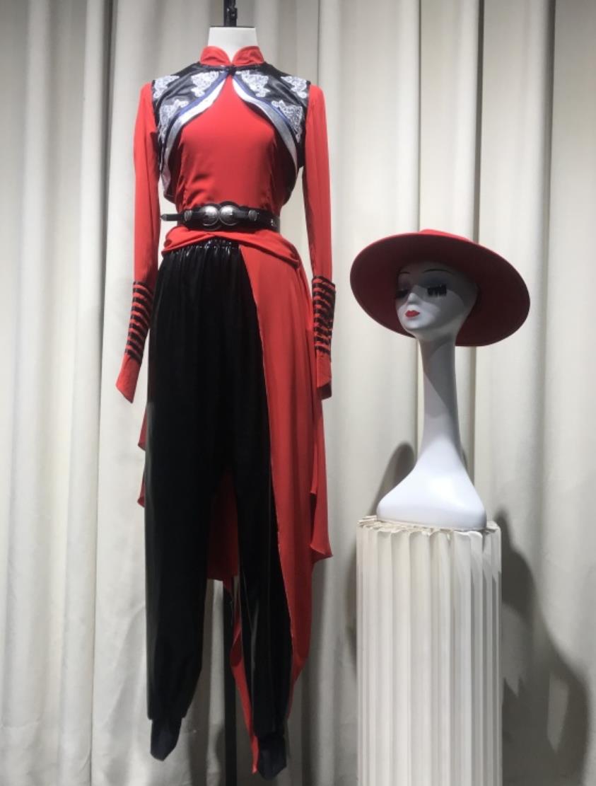 Mongolian Group Dance Costume For Stepping Into The Light Chinese Lotus Award Ethnic Folk Dance Performance Red Attire