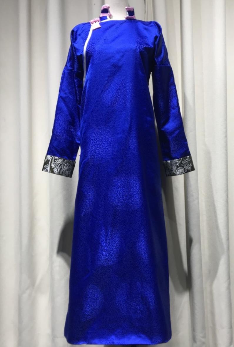 Chinese Lotus Award Ethnic Folk Dance Performance Blue Robe Mongolian Group Dance Costume For Stepping Into The Light