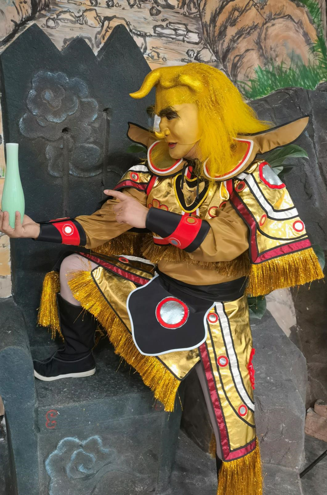 Cosplay Monster Jin Jiao Da Wang Outfit Chinese TV Series Journey To The West The Golden Horned King Costume