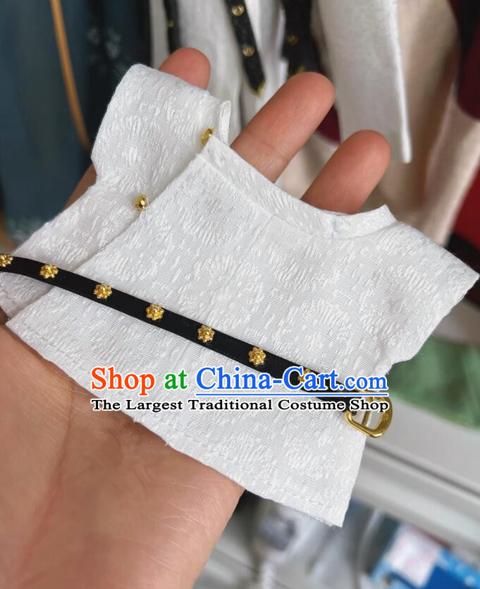 Handmade Labubu Hanfu Doll Costumes Chinese Tang Dynasty White Robe and Belt