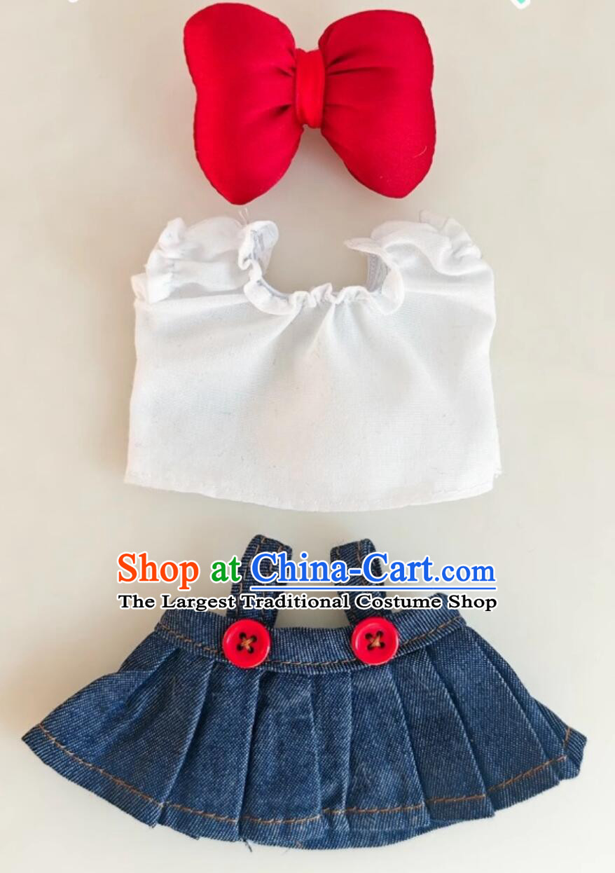 Labubu Doll Costumes Red Bowknot Denim Outfit Jeans Set