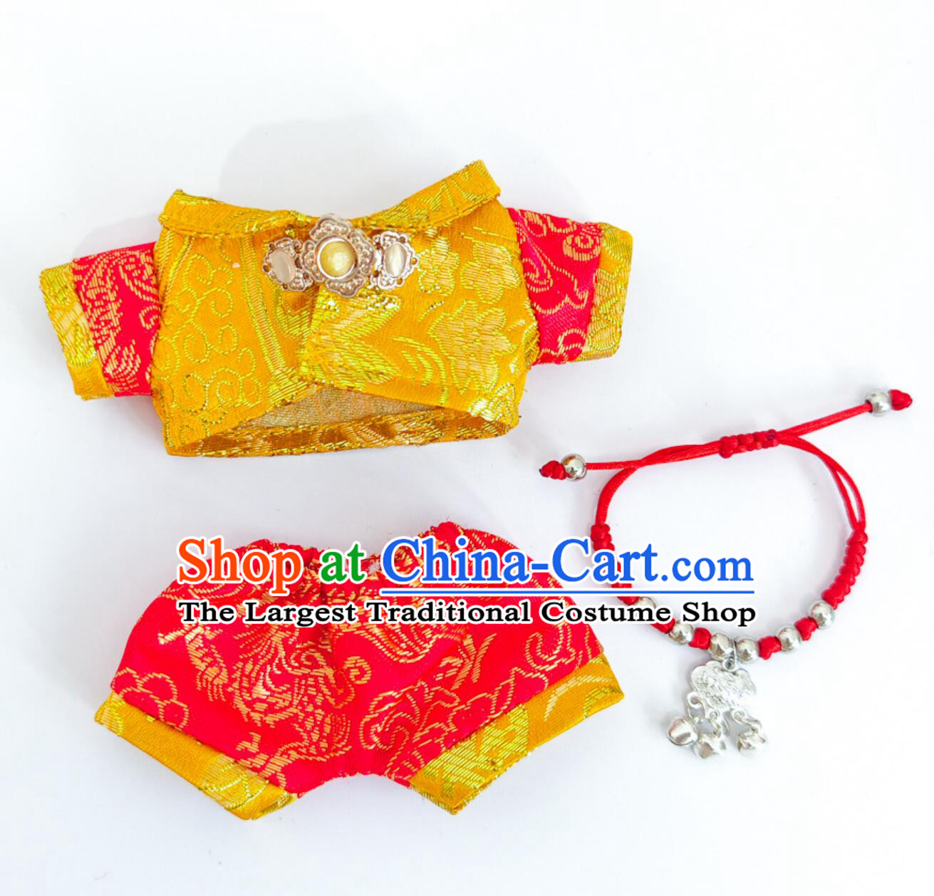 Handmade Labubu Tang Suit Doll Costumes Traditional Chinese Style Boy Clothing and Necklace