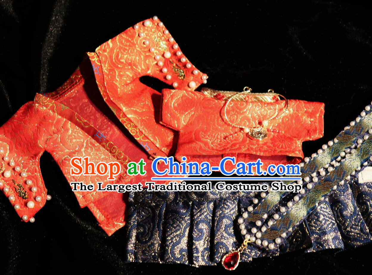 Handmade Labubu Bride Clothing Doll Costumes Traditional Chinese Ming Dynasty Wedding Gown