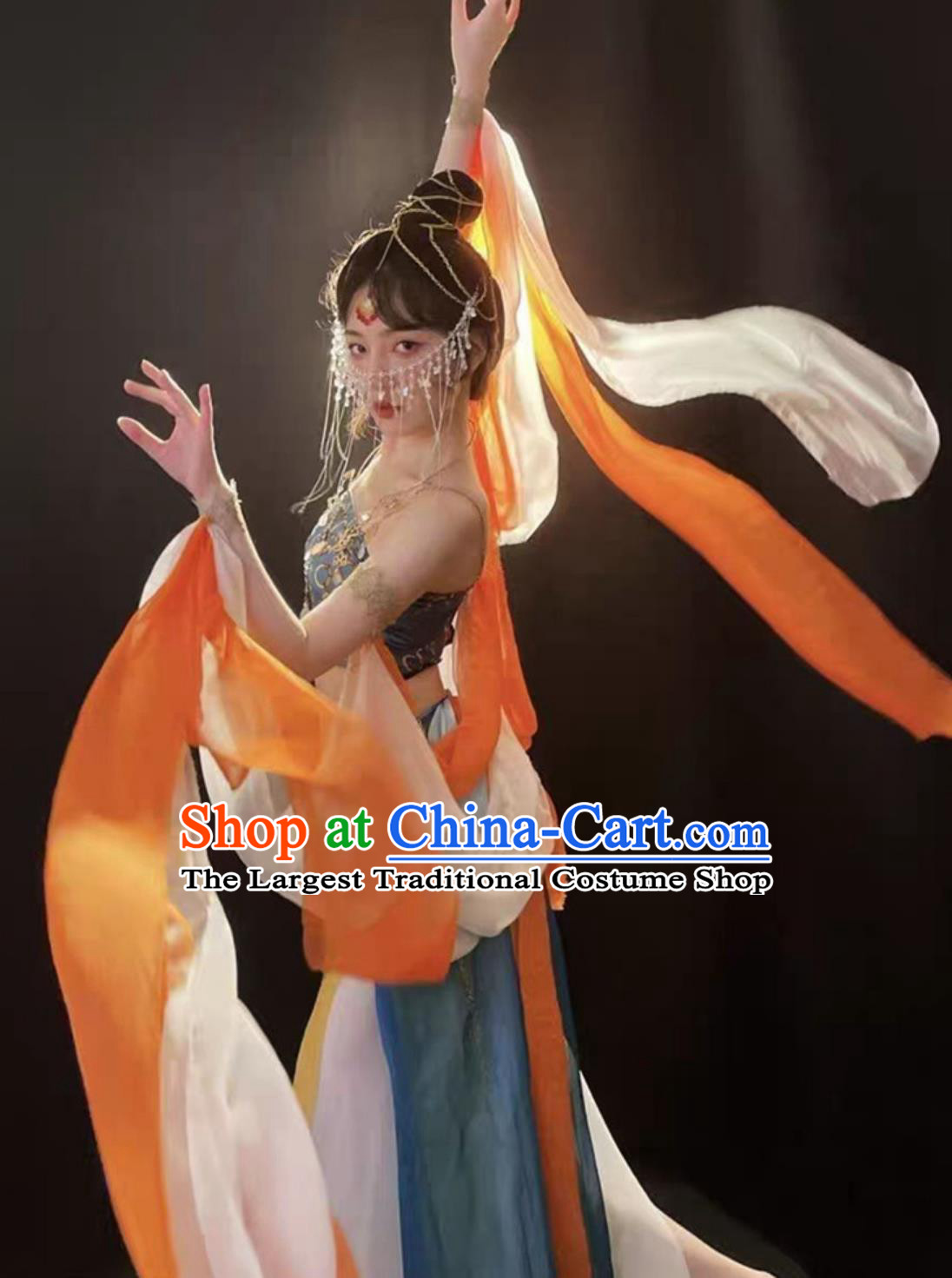 Dunhuang Feitian Hanfu Ancient Ethereal Performance Costume Chinese Style High Slit Dance Dress