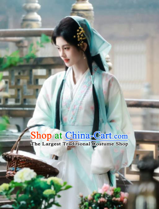 Ju Jingyi Tea Picking Girl Hanfu Dress Green Ancient Chinese Costume Traditional Clothing