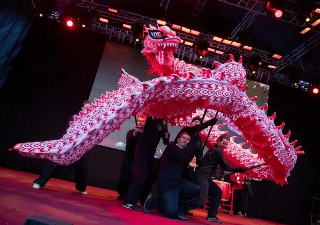 Traditional Festival Dragon Dancing Props Dragon Dance Equipment Chinese Loong Dance Fluorescent Costume