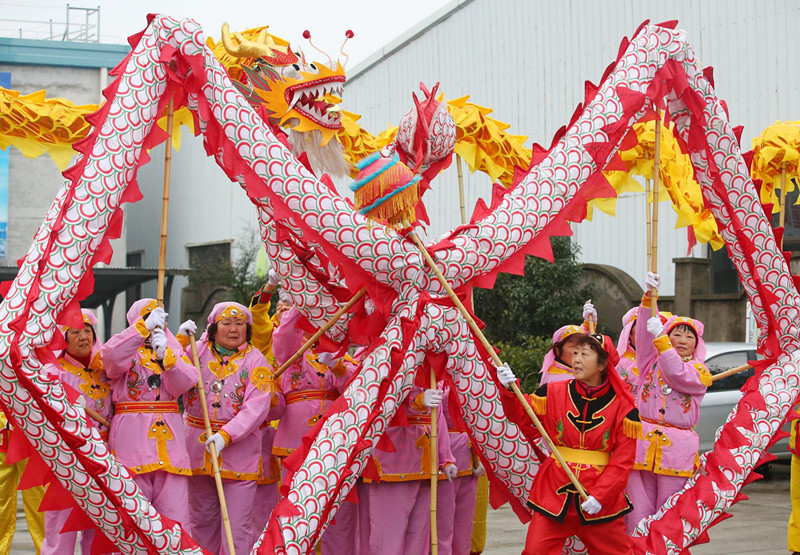 Chinese Festival Dragon Dance Equipment Group Dragon Dancing Costume Traditional Loong Dance Prop