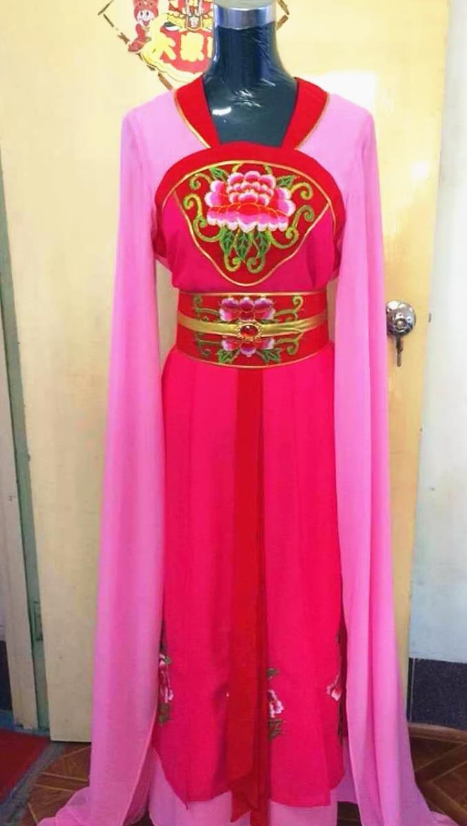Chinese Yue Opera Clothing Peking Opera Costume Xiao Dan Pink Dress Ancient Palace Maid Attire