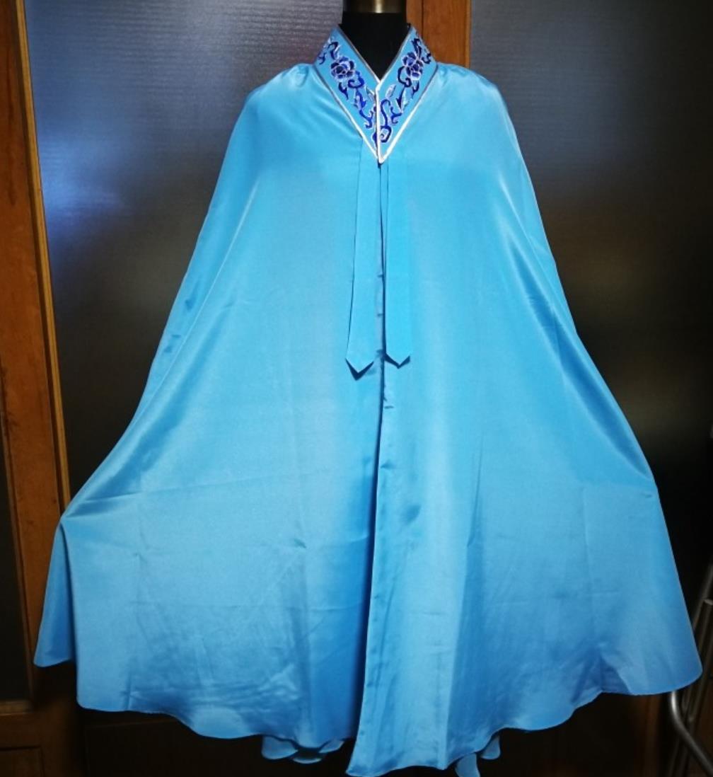 Chinese Opera Costume Young Lady Cape Ancient Princess Blue Clothing