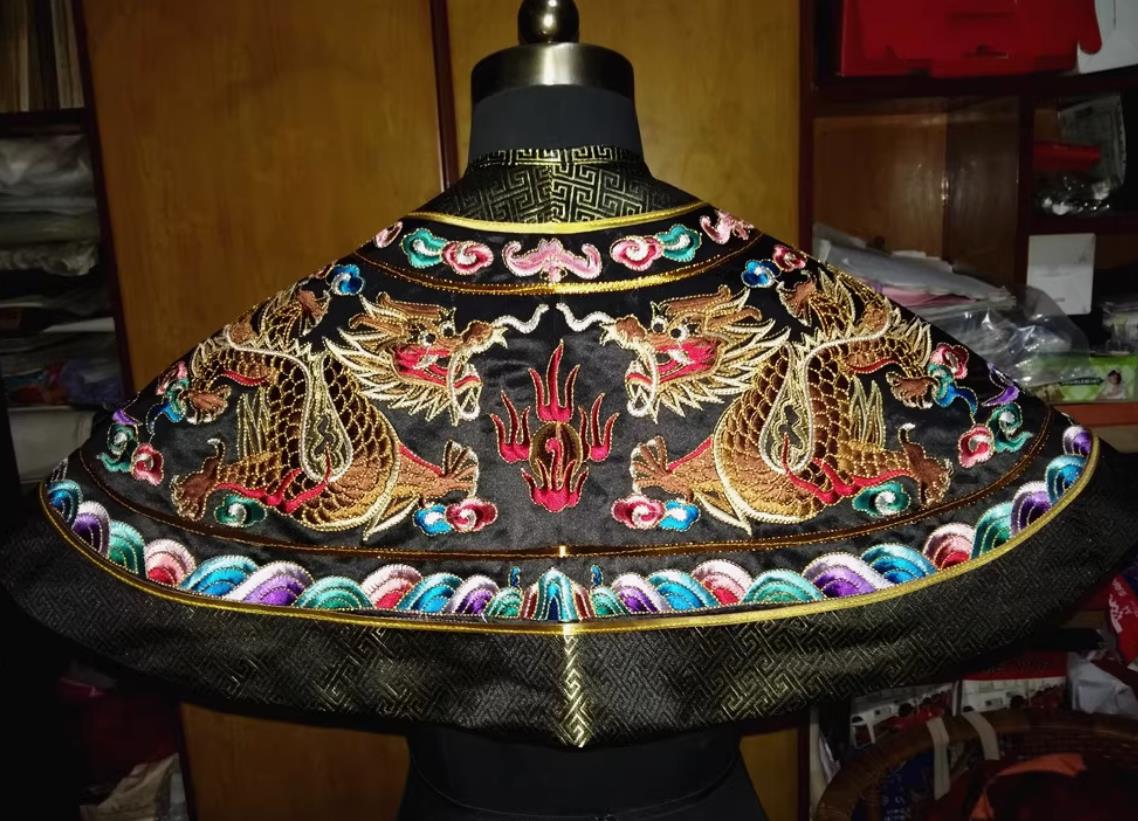 Chinese Opera Costume Film Prop Qing Dynasty Dragon Cloud Shoulder Cape