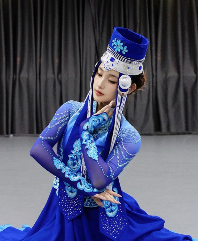 Chinese Ethnic Mongolian Dance Costume Grassland Night Beauty Performance Outfit Women Group Dance Attire