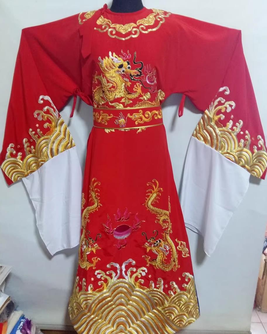 Red Scholar Official Gown Chinese Peking Opera Costume Xiaosheng Dragon Robe Yue Opera Clothing