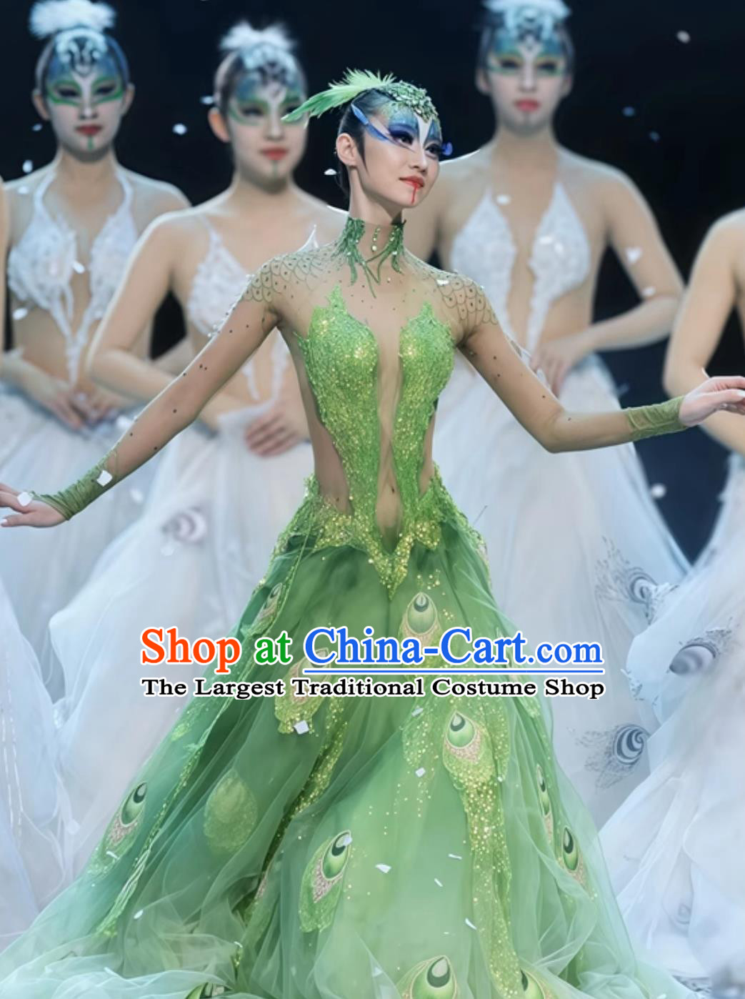 Yang Liping Peacock Dance Costume Chinese Dance Gown Spirit Of Peacock Stage Performance Green Dress