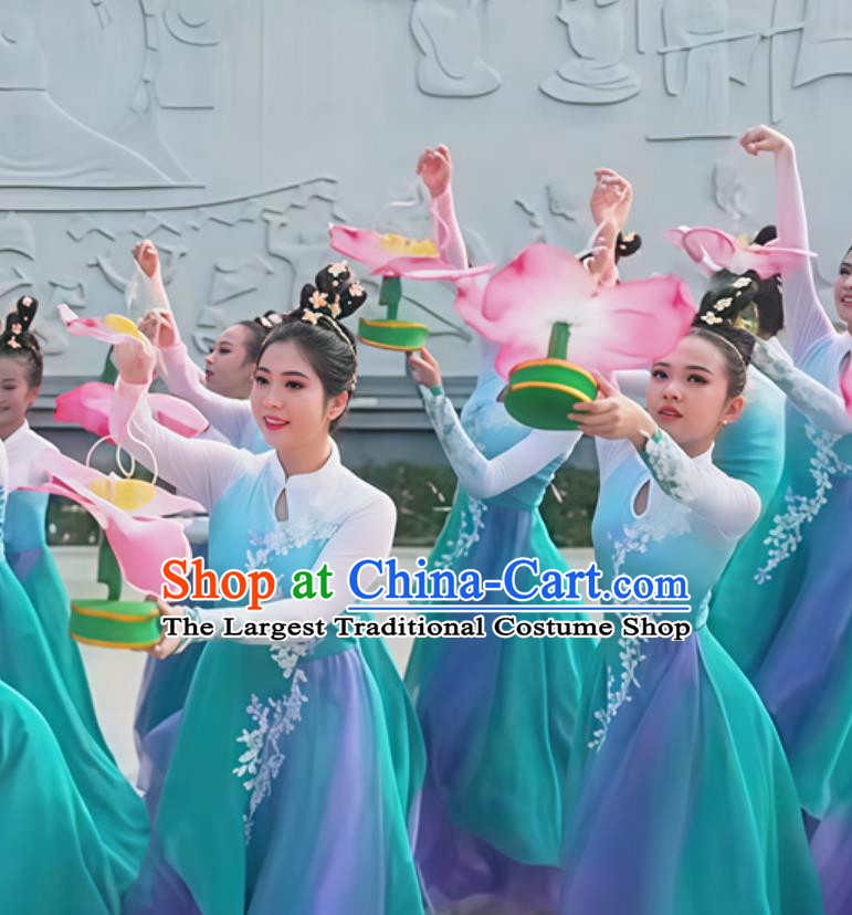 Chinese Dance Performance Costume Dance Competition Women Classical Group Dance Fan Dance Performance Outfit Set