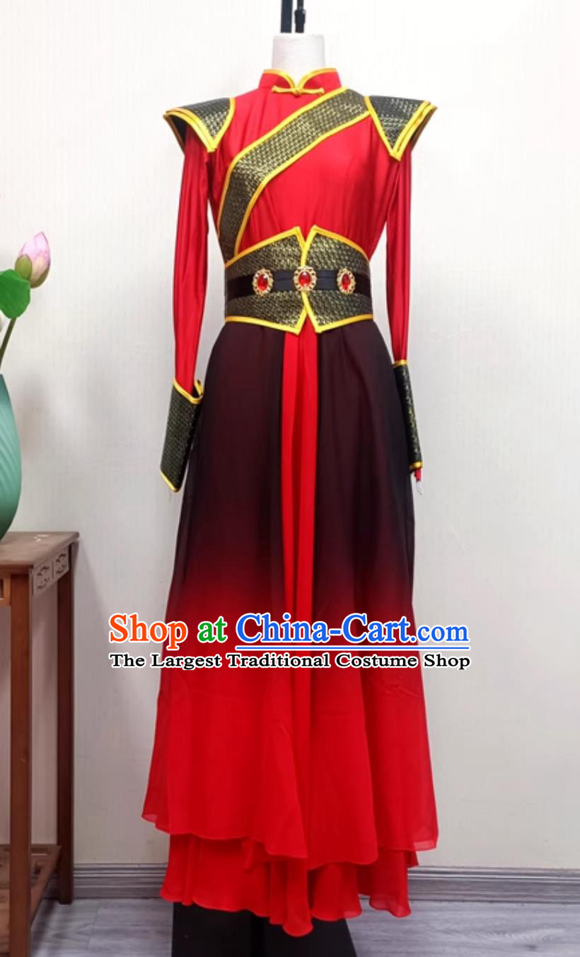 Classical Dance Costume Chinese Knight Style Ancient Gown Women Hanfu Wuxia Huo Yuanjia Sword Dance Outfit