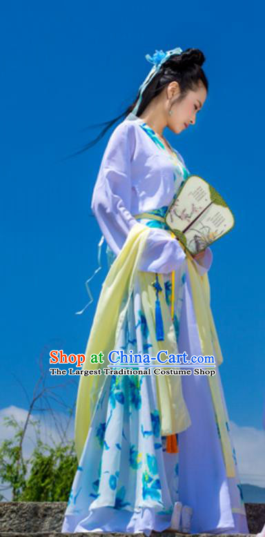 Chinese Song Dynasty Printed Chiffon Duijin Ruqun Traditional Hanfu Dress