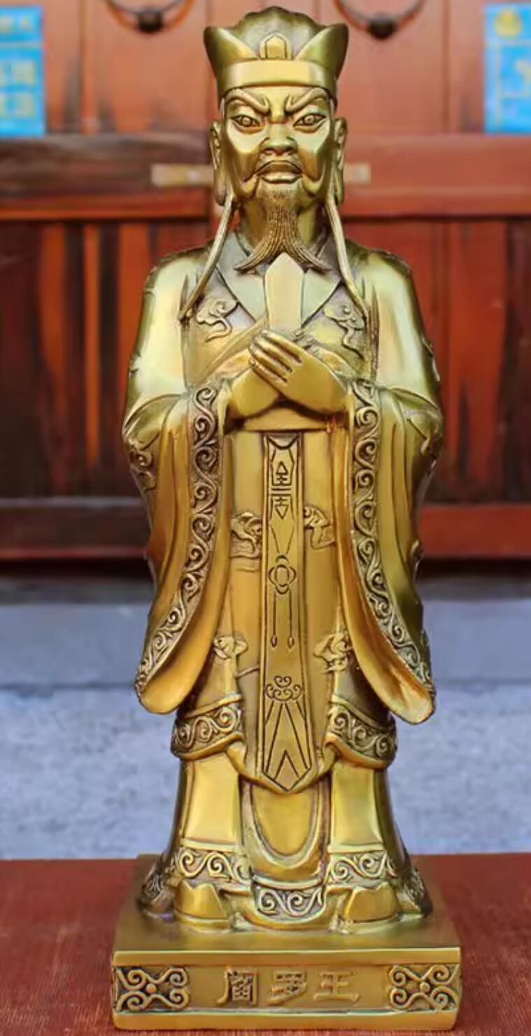 Ten Courts Of Hell Deity Yan Wang Statue Handmade Full Copper Statue Of Yanluo Wang Brass King Of Hell Ornament