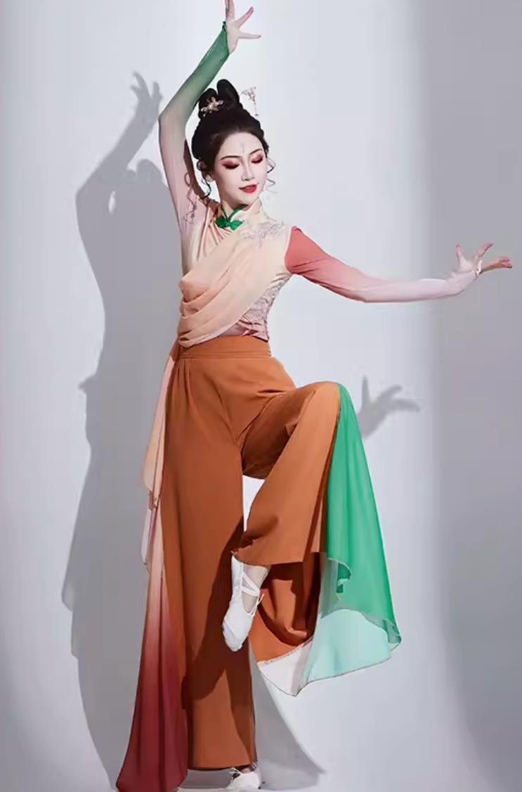 Chinese Classical Dance Clothing Han Tang Group Dance Outfit Yellow River Bank Reed Blossom Dance Costume