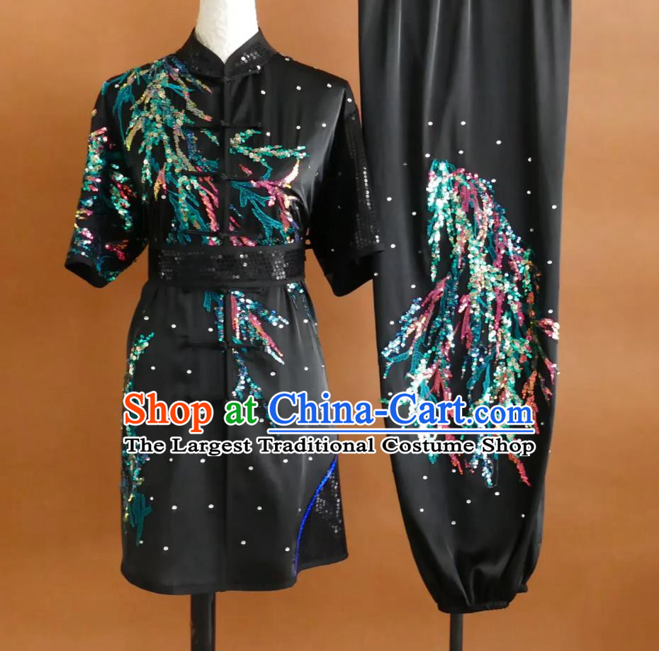 Glitter Embroidery Kung Fu Suit Wushu Training Uniform Chang Chuan Outfit Professional Martial Arts Competition Costume
