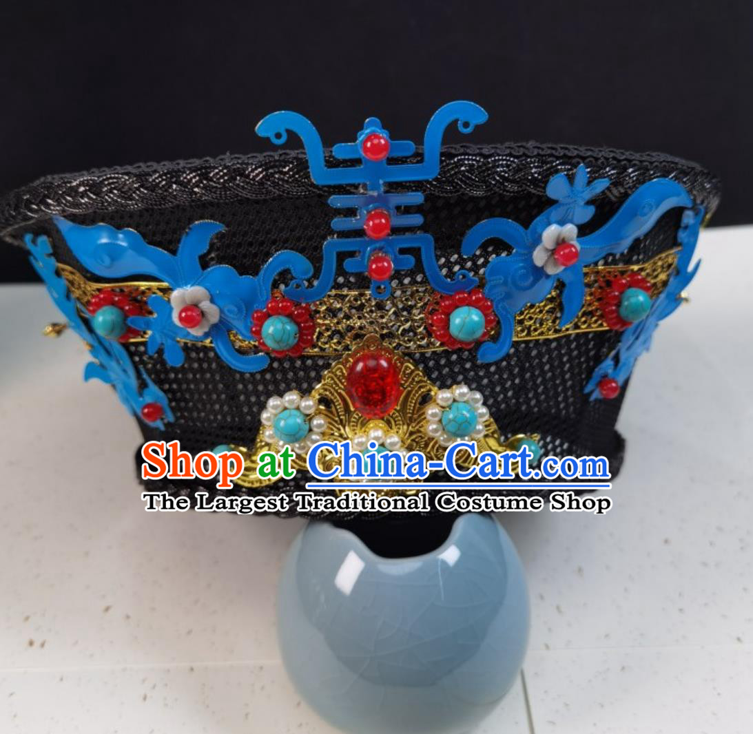 Handmade Diadem Hair Accessory Qing Dynasty Manchu Headpiece Ruyi Zhuan Style Empress Noble Consort Hat