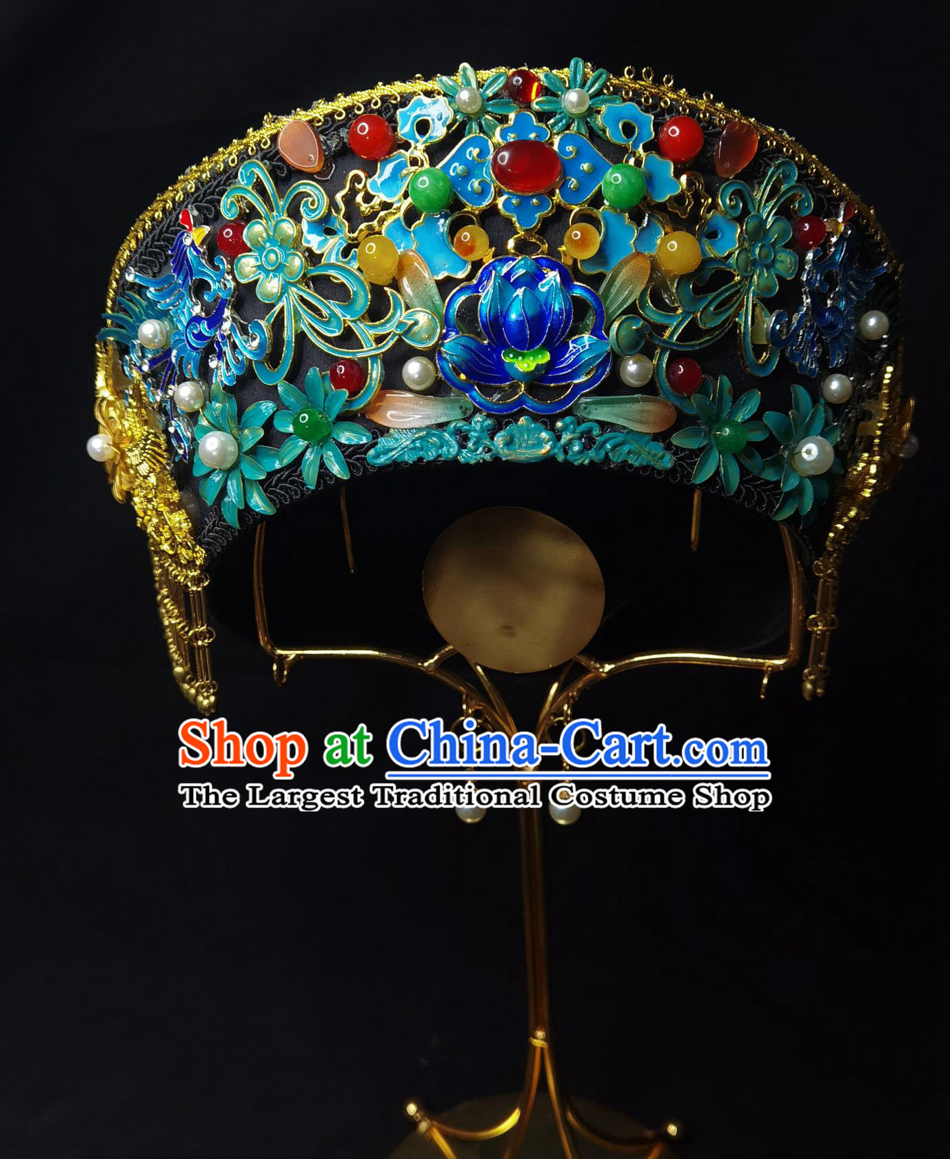Qing Dynasty Manchu Diadem Cloisonne Headpiece Ruyi Zhen Huan Zhuan Palace Drama Vintage Hat Handmade Chinese Empress Hair Ornament