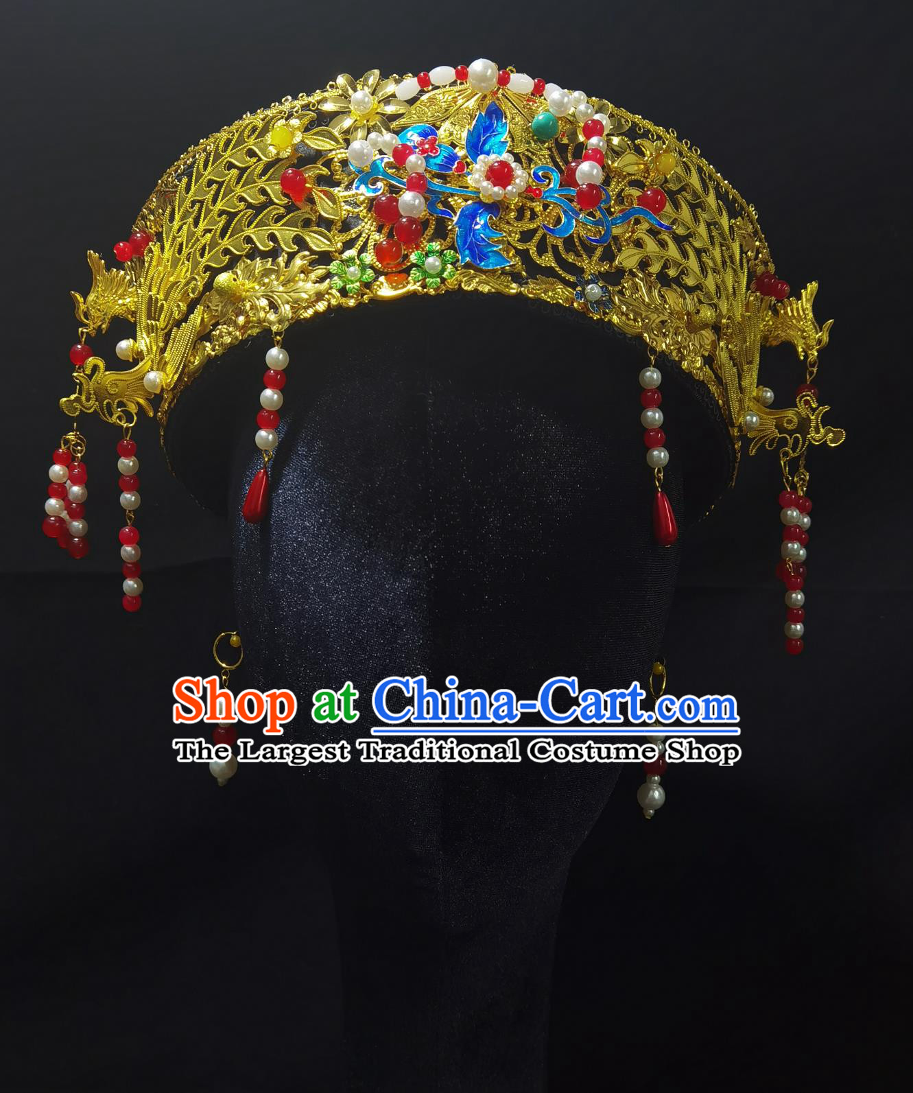 Handmade Chinese Empress Hair Ornament Qing Dynasty Manchu Diadem Golden Headpiece Ruyi Zhen Huan Zhuan Palace Drama Vintage Hat
