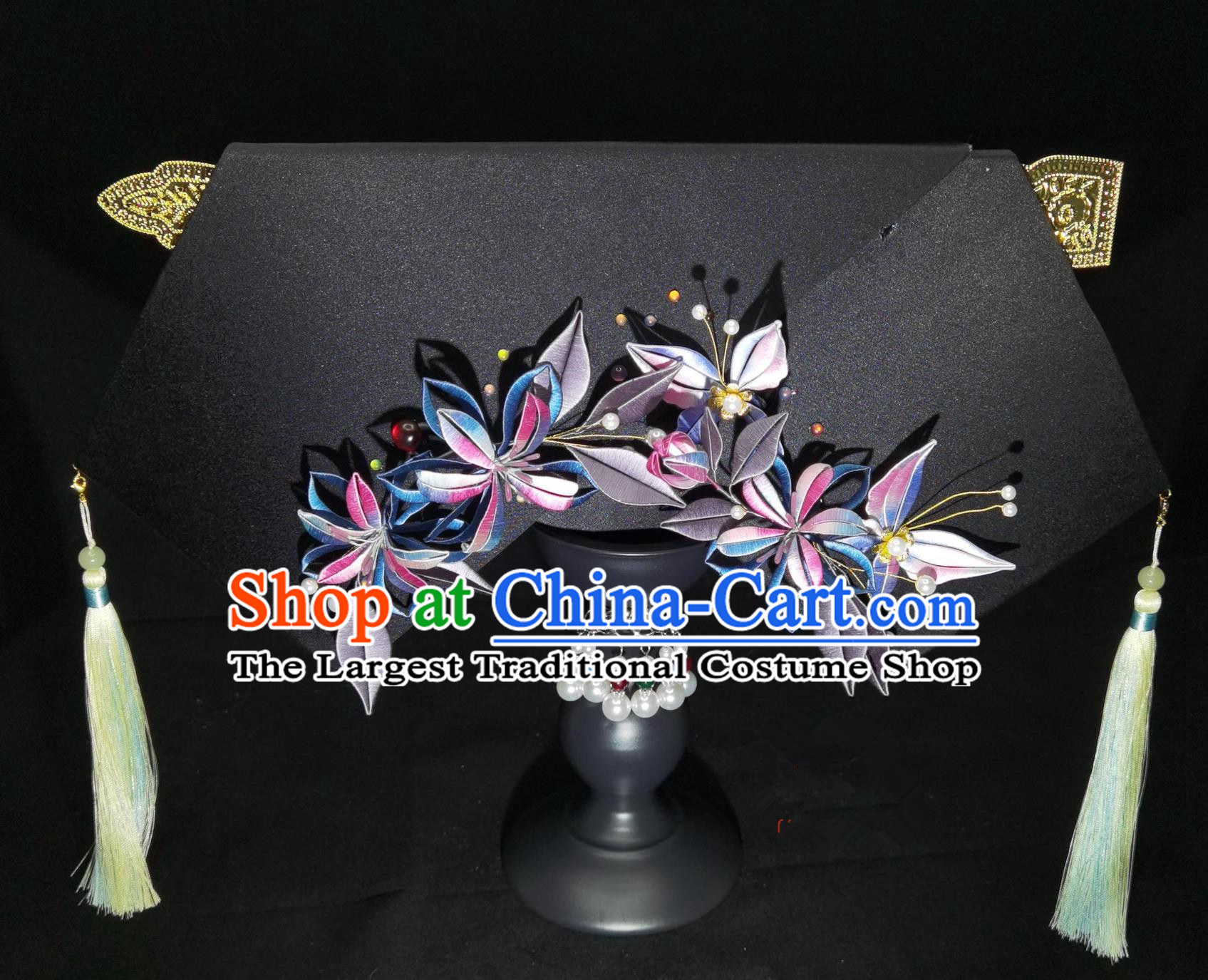 Ancient Chinese Style Handmade Hair Accessory Butterfly Love Flower Manchu Headpiece Qing Dynasty Royal Princess Consort Hair Ornament
