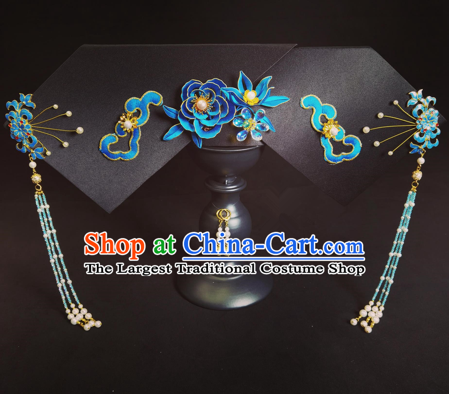 Manchu Silk Cloud Headpiece Qing Dynasty Royal Princess Consort Hair Ornament Ancient Chinese Style Handmade Hair Accessory