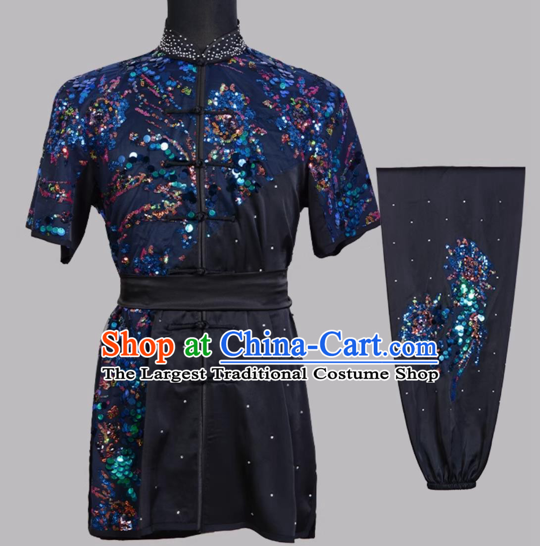 Multicolor Sequins Changquan Suit Kung Fu Training Wear Chinese Wushu Competition Uniform