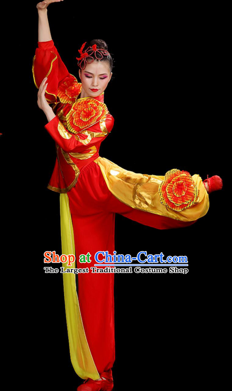 Majestic Gong Drum Yangge Costume Women Dragon Lion Dance Performance Waist Drum Suit Festive Show Outfit