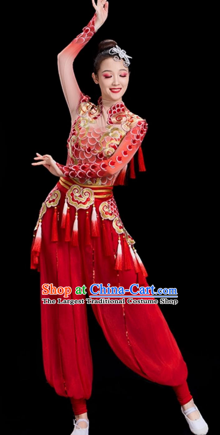 Drum Performance Costume Chinese Yangge Suit Drum Dance Waist Drum Dragon Girl Uniform