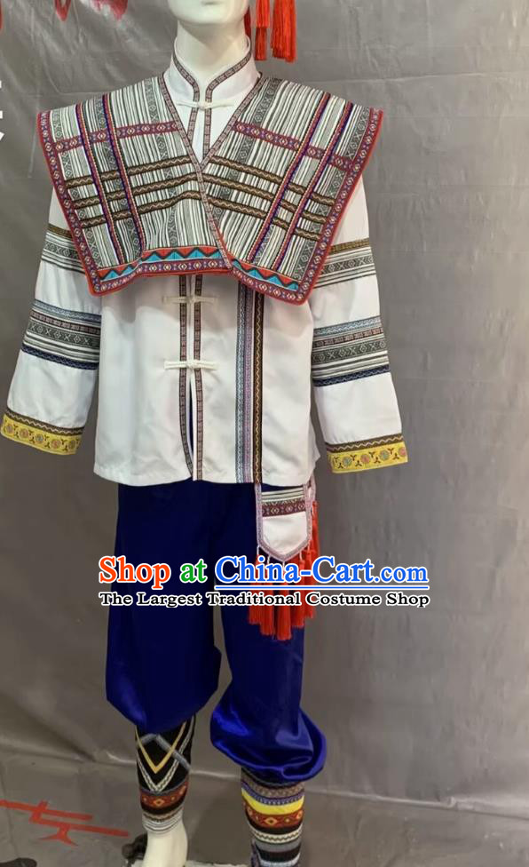 Jino Ethnic Costume Chinese Minority Men Performance Wear 56 Ethnic Groups Outfit