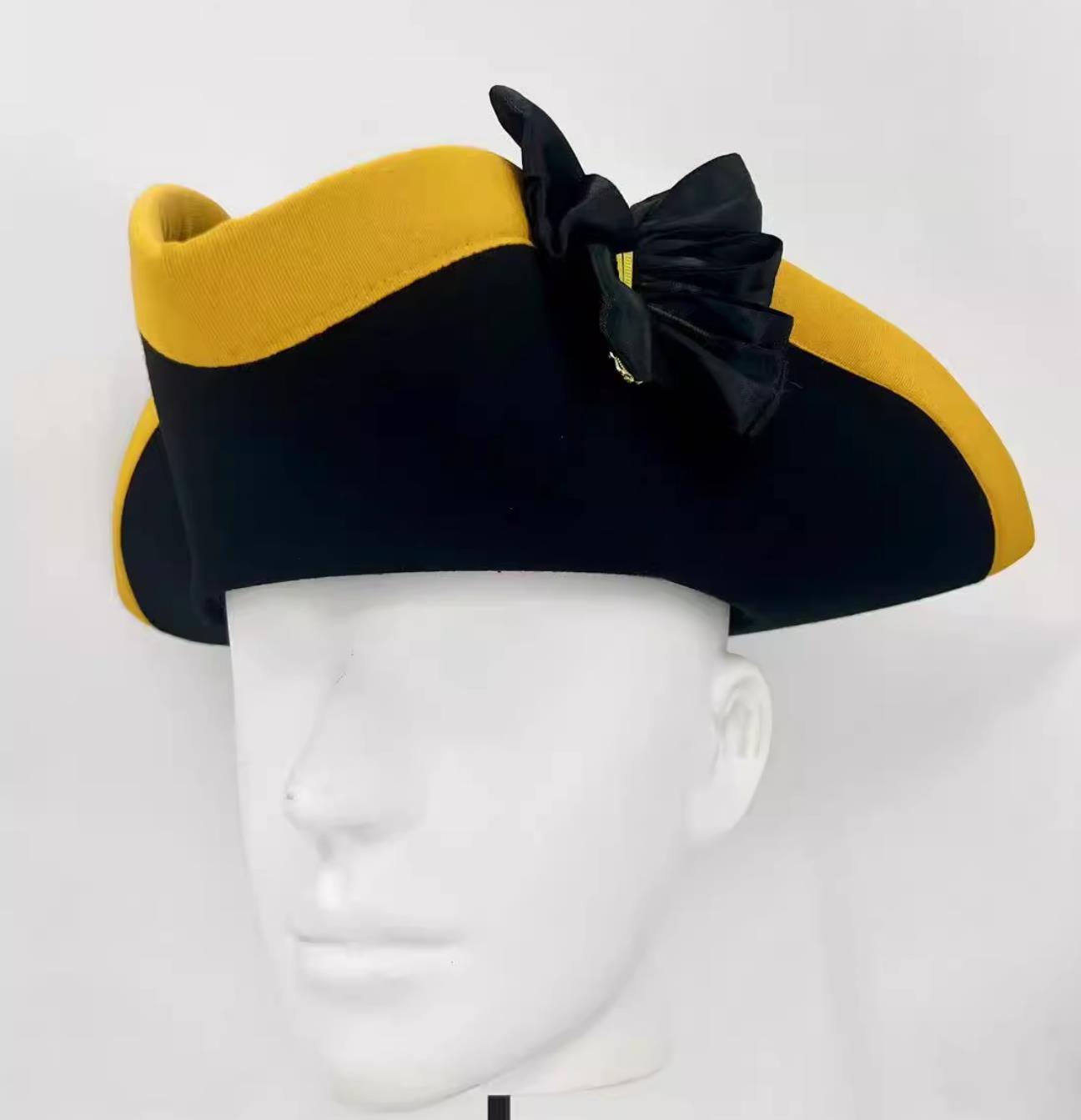 18th Century British Tricorne Hat Historical Replica Britain Gentleman Golden Trim Hat