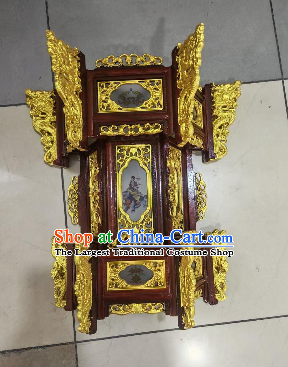 Classical Wooden Carving Art Handmade Glass Palace Lantern Chinese Eight immortals Lamp