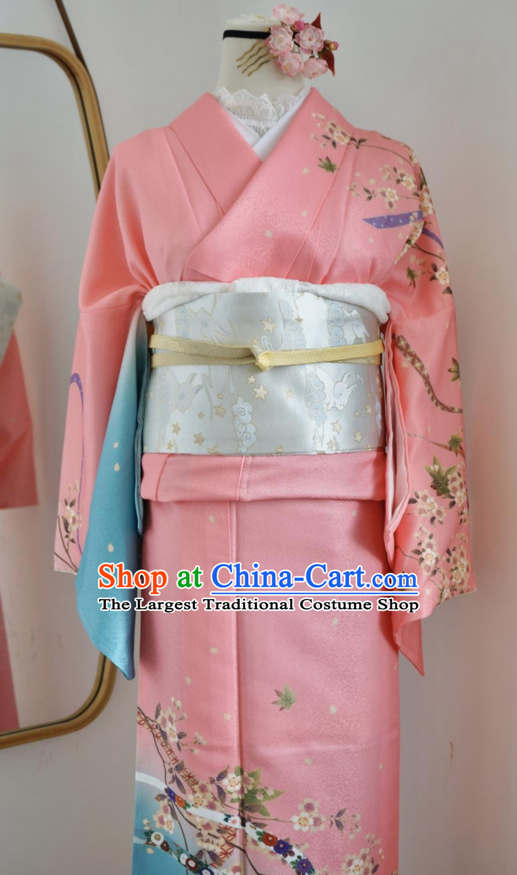 Japanese Authentic Women Houmongi Kimono Formal Attire