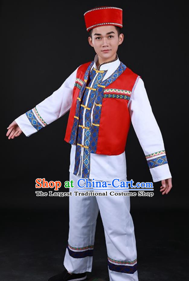 Jing Ethnic Men Dance Performance Costume Chinese Ningxia Minority Traditional Attire