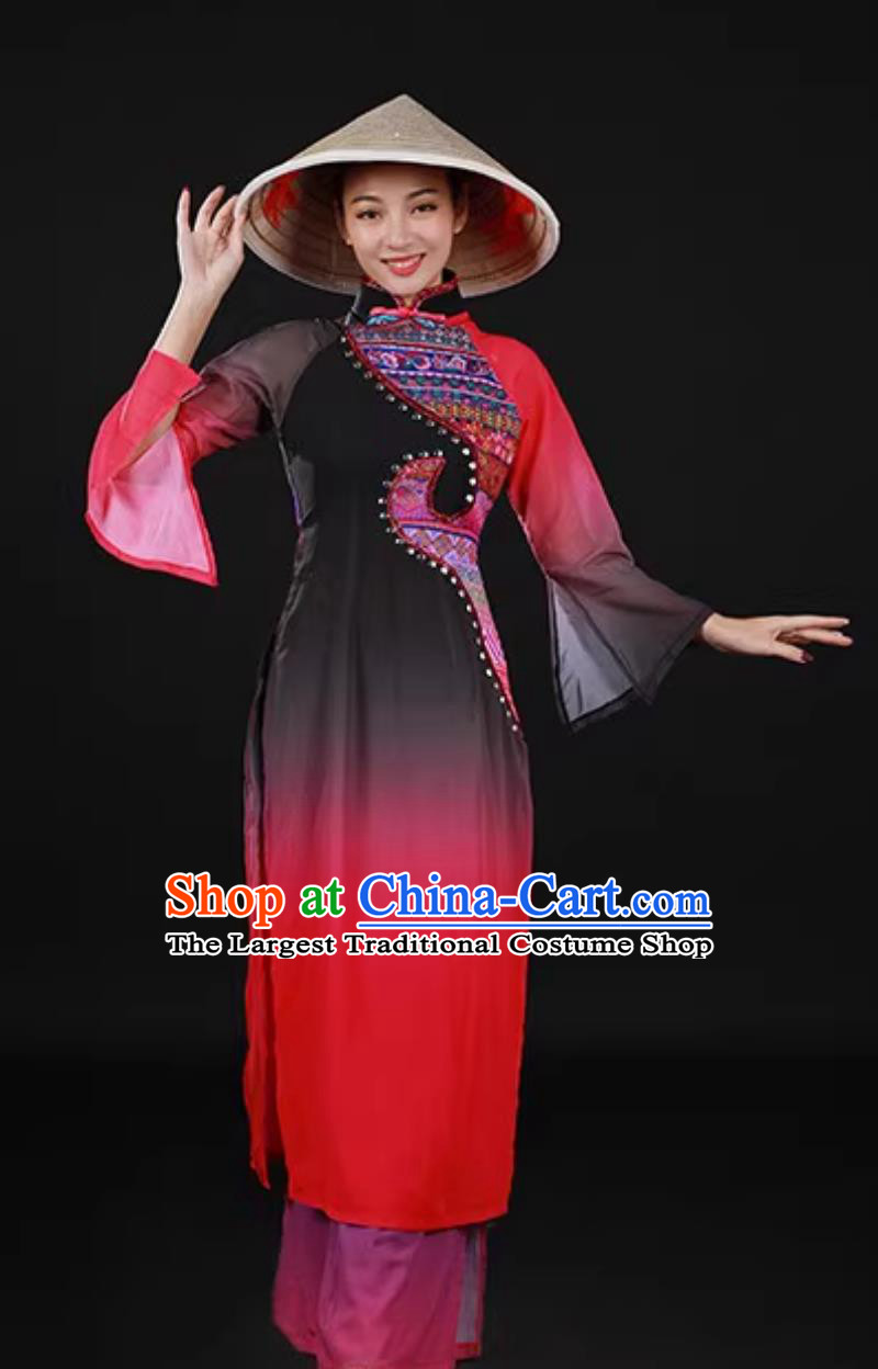 Jing Ethnic Fishing Community Women Stage Dance Performance Costume Chinese Ethnic Minority Group Dress