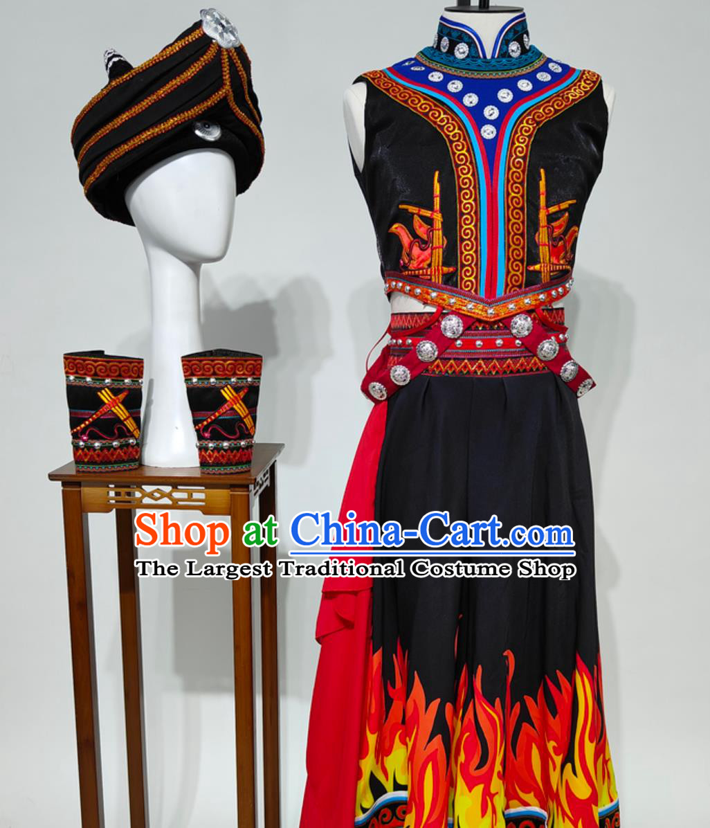 Yunnan Minority Ethnic Men Embroidered Costume Chinese Torch Festival Performance Attire