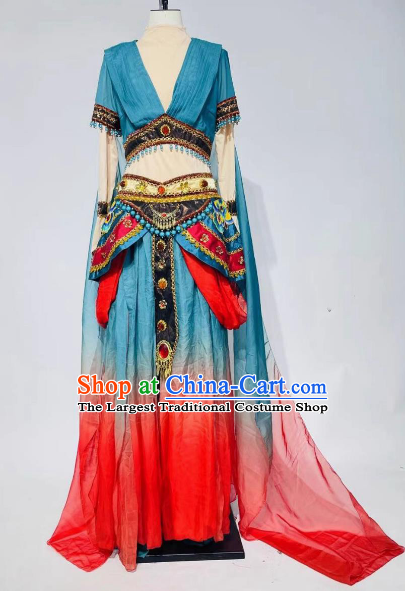 Chinese Stage Performance Attire Five Stars Rise In The East Lantern Dance Costume Silk Road Flying Apsaras Western Region Style Dance Dress
