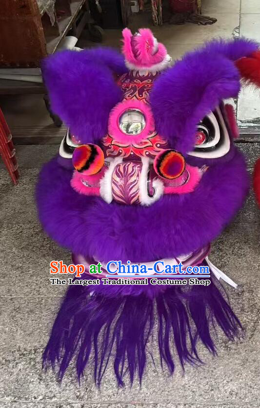 Purple Wool Lion Dance Costume Full Set Chinese Hok San Lion Head Lion Dance Clothing Performance Prop