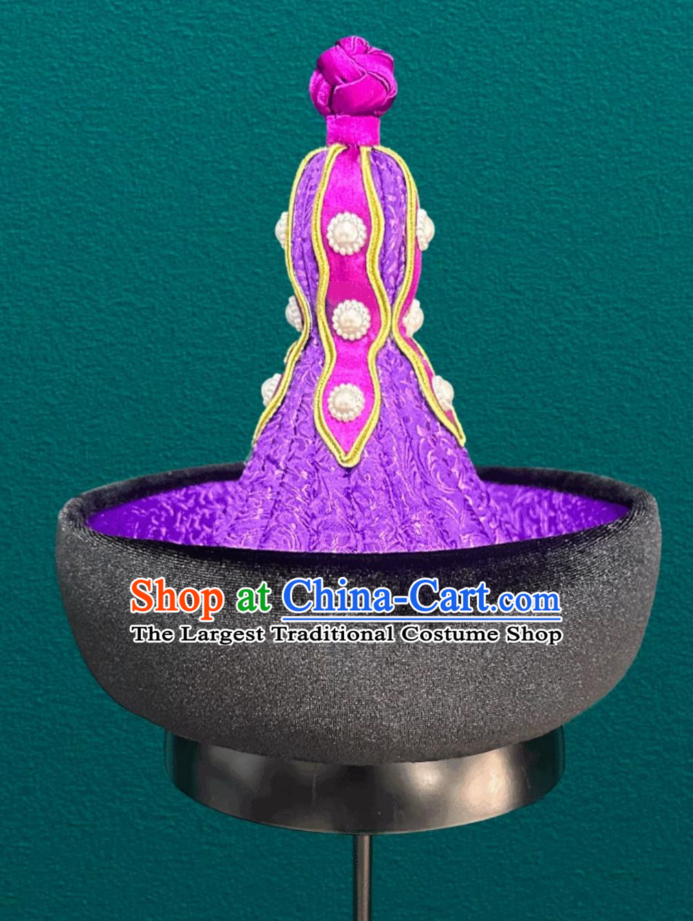 Purple Mongolian Ethnic Headpiece National Photography Dance Performance Hair Accessory Chinese Women Forehead Hat